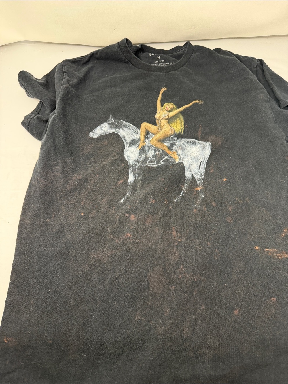 Black Short-Sleeve Graphic Tee with Horse & Rider Artwork